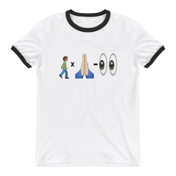 WALK BY FAITH NOT BY SIGHT EMOJI - Men Ringer T-Shirt - Quotable Tees Online