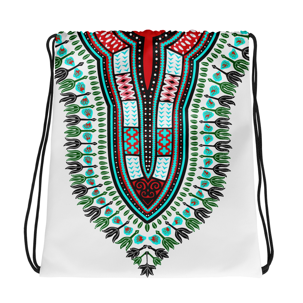 Dashiki drawstring bag Green-Red | Exclusively at Quotableteesonline.com - Quotable Tees Online