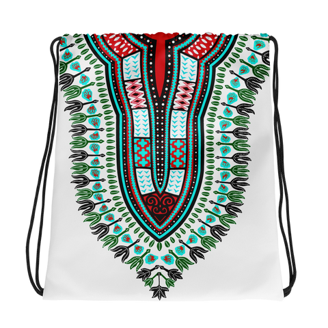 Dashiki drawstring bag Green-Red | Exclusively at Quotableteesonline.com - Quotable Tees Online